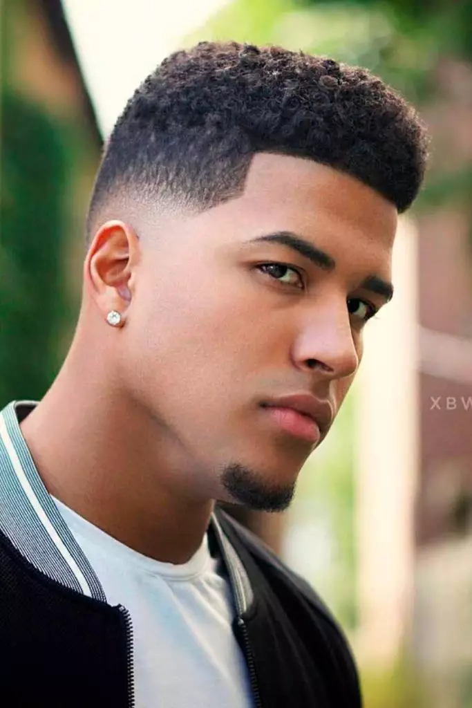 Curly Flat Top mid Fade