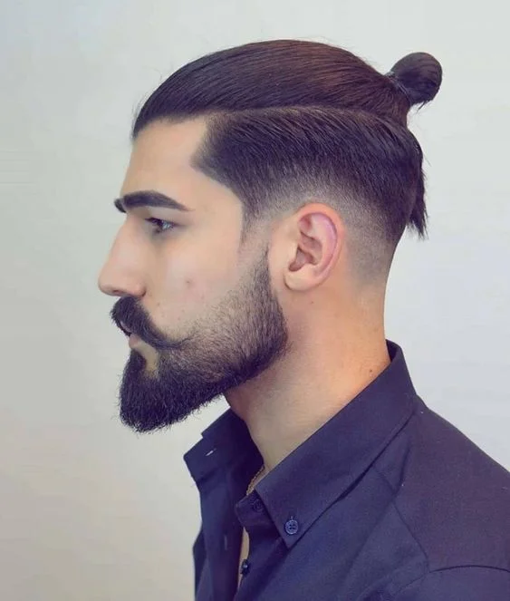 Low Fade Taper Man Bun 