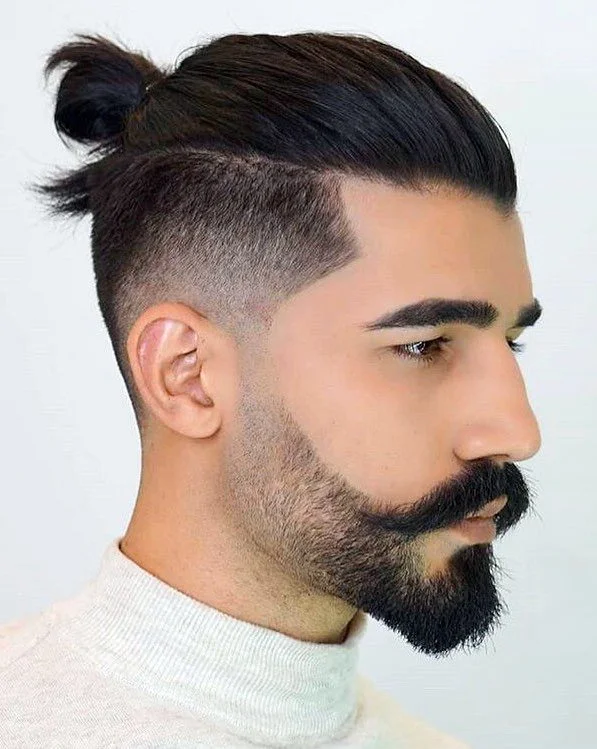 Low Fade Taper Man Bun 