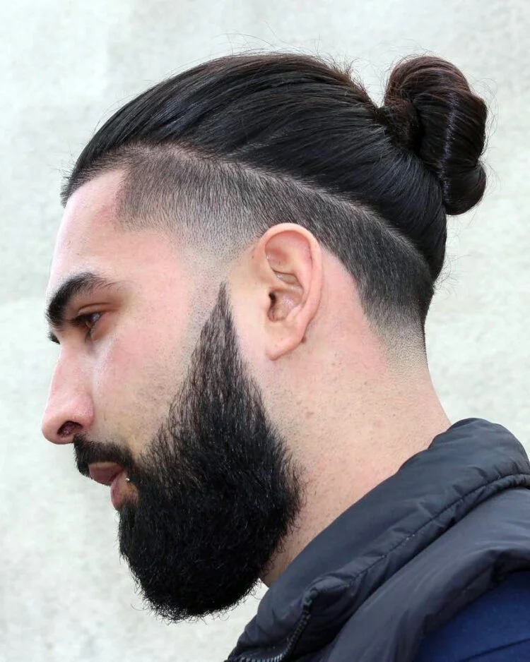 Low Fade Taper Man Bun 