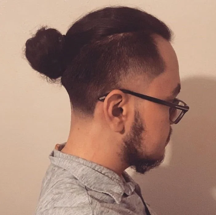 Low Fade Taper Man Bun 