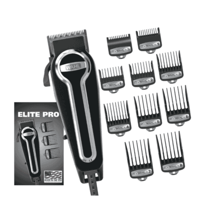 Wahl USA Elite Pro High-Performance Corded Home Haircut & Grooming Kit for Men – Electric Hair Clipper – Model 79602M