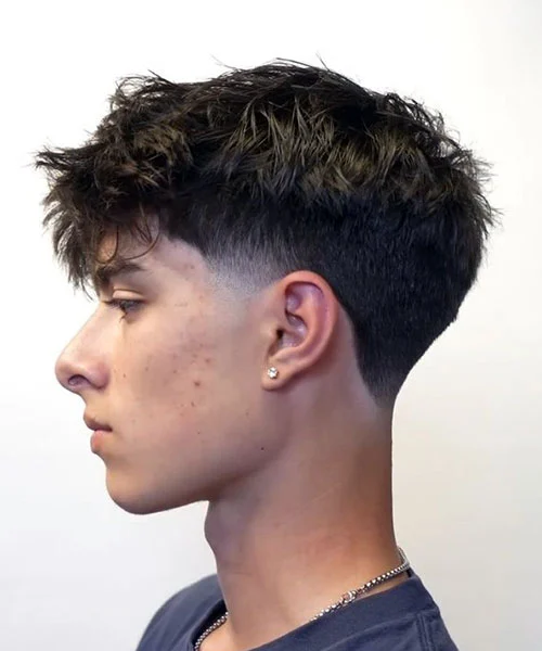 Low Taper Fade Messy Hair